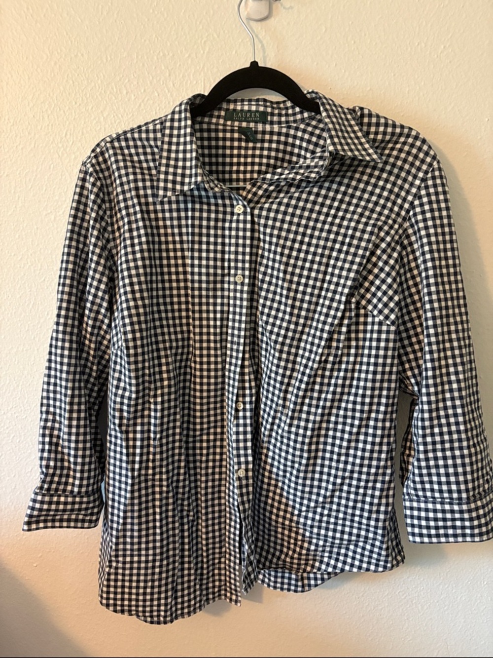 Lauren Ralph Lauren Navy & White Gingham Button-Down Shirt